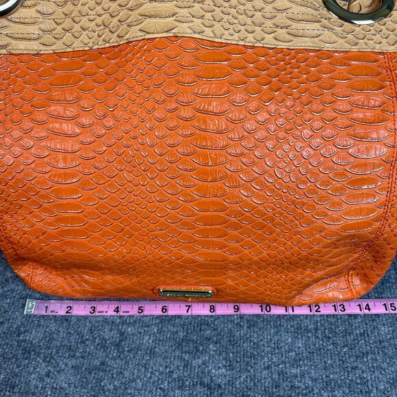 Steve Madden Women's Tote Shoulder Bag Large Orange Cognac Faux Leather - Picture 10 of 16